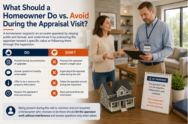 What Should a Homeowner Do vs. Avoid During the Appraisal Visit?